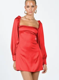 Princess Polly Cottee Satin Mini Dress  Red Discount