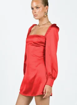 Princess Polly Cottee Satin Mini Dress  Red Discount
