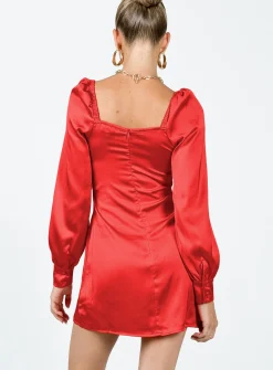 Princess Polly Cottee Satin Mini Dress  Red Discount