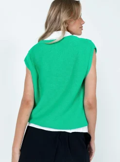 Princess Polly Cotton Carey Sweater Vest Green Cheap