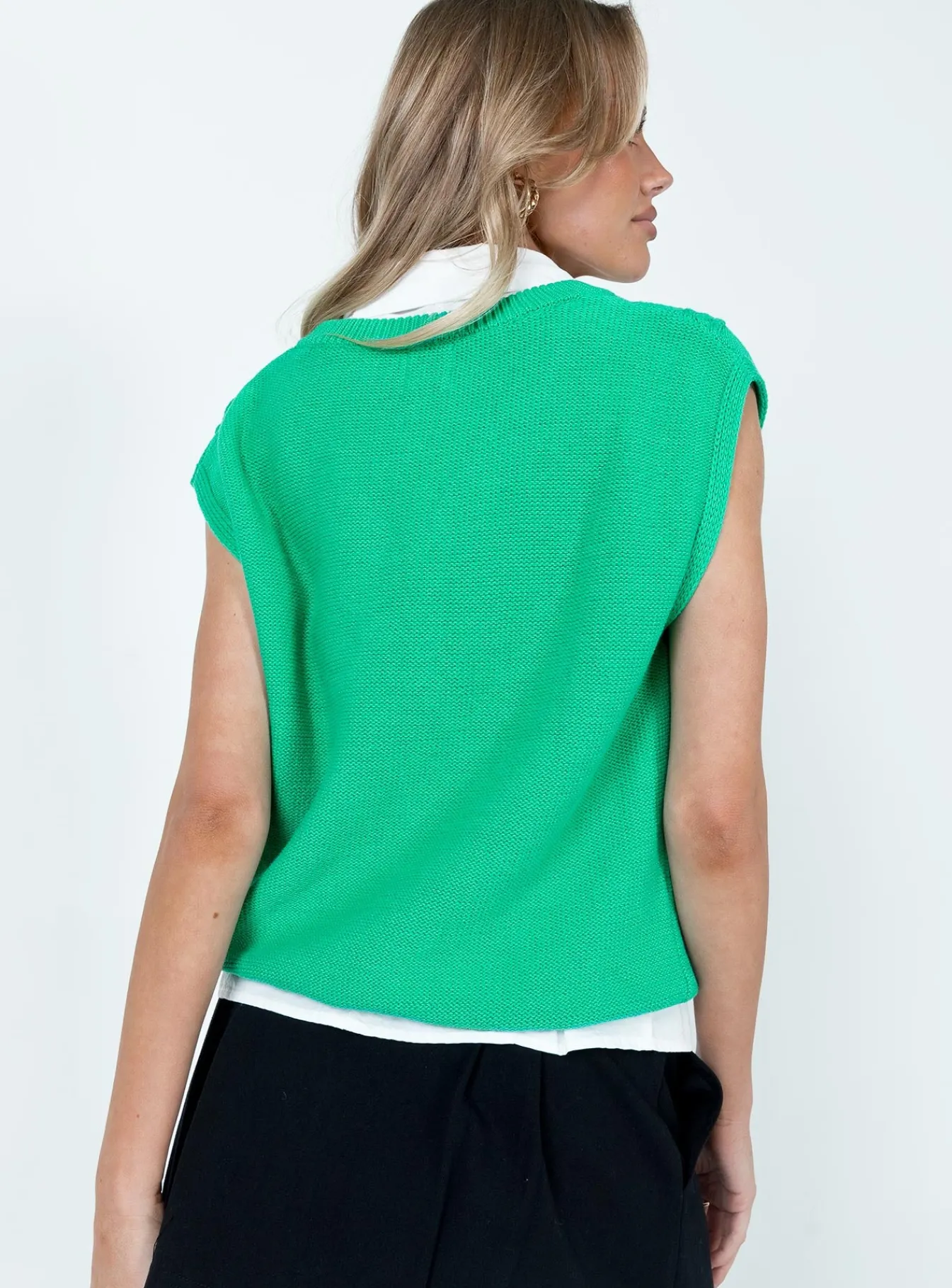 Princess Polly Cotton Carey Sweater Vest Green Cheap