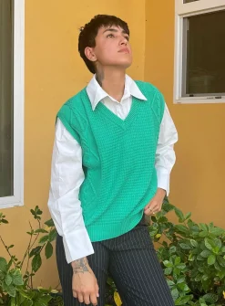 Princess Polly Cotton Carey Sweater Vest Green Cheap