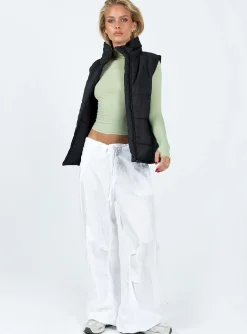 Princess Polly Coulter Puffer Vest  Black Discount
