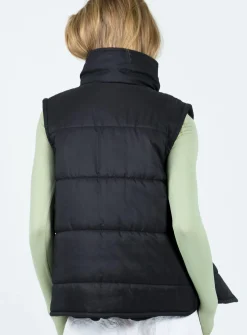 Princess Polly Coulter Puffer Vest Black Discount