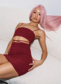 Princess Polly Courtney Mini Dress  Burgundy Store