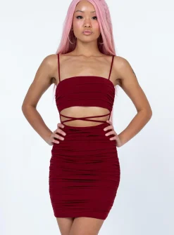 Princess Polly Courtney Mini Dress Burgundy Store