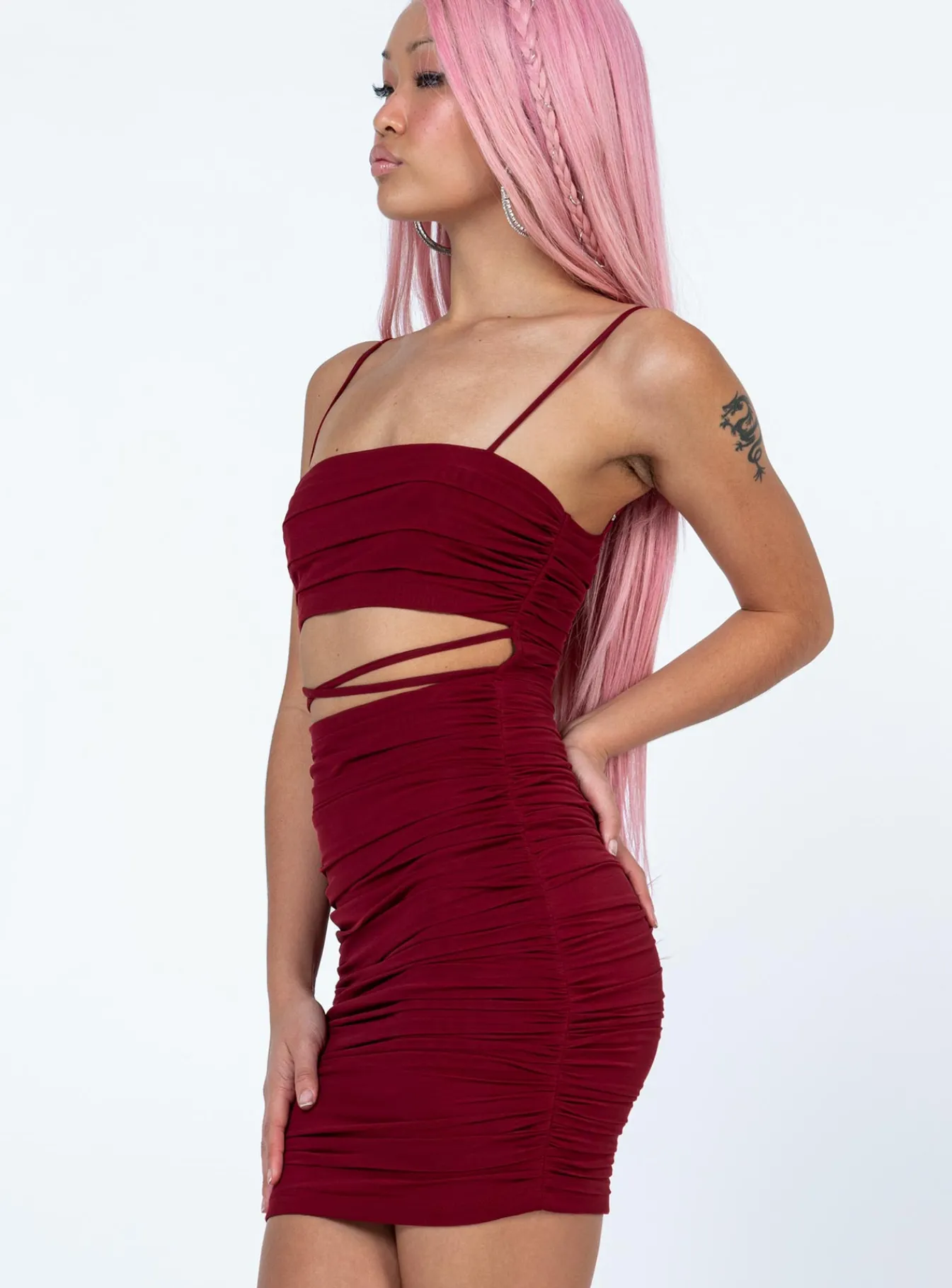 Princess Polly Courtney Mini Dress Burgundy Store