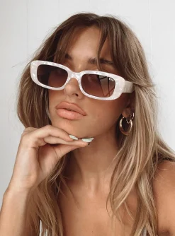 Princess Polly Creeper Sunglasses  Pearl White Clearance