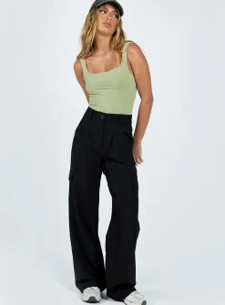 Princess Polly Cressbrook Square Neck Bodysuit  Sage Outlet