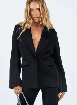 Princess Polly Croft Blazer Jacketglitter   Black Cheap