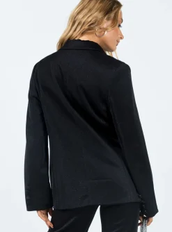 Princess Polly Croft Blazer Jacketglitter   Black Cheap