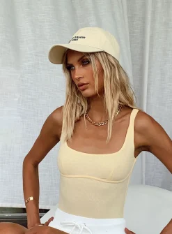 Princess Polly Crosby Bodysuit  Yellow Flash Sale