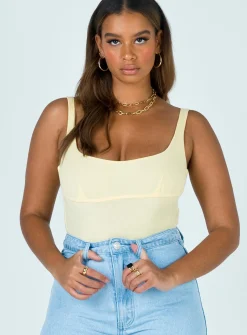 Princess Polly Crosby Bodysuit  Yellow Flash Sale