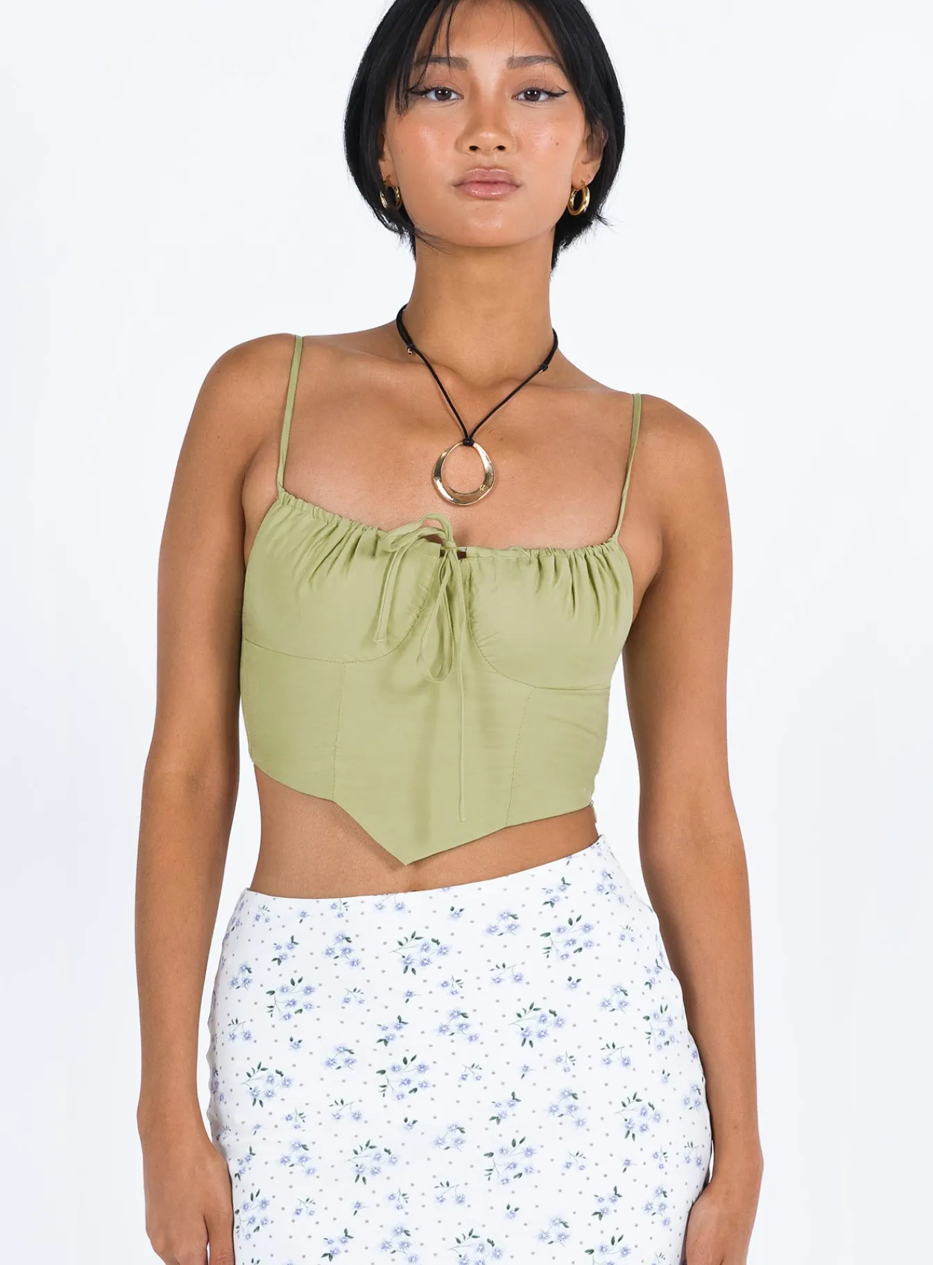 Princess Polly Crozier Top Green Best