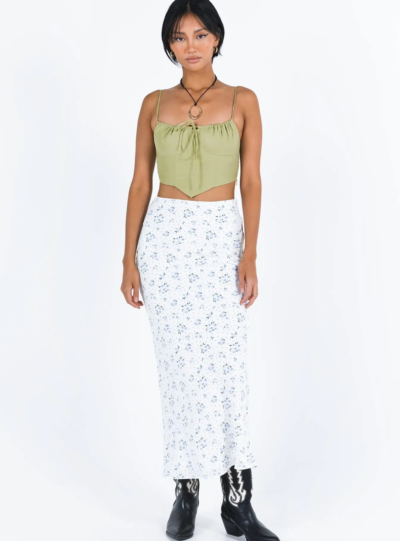 Princess Polly Crozier Top Green Best
