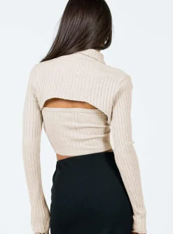 Princess Polly Cruiser Sweater  Beige Cheap