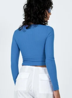 Princess Polly Culloden Long Sleeve Top Blue Fashion