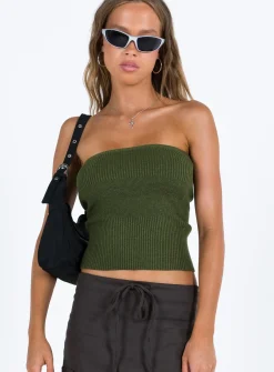 Princess Polly Currin Knit Tube Top  Green New