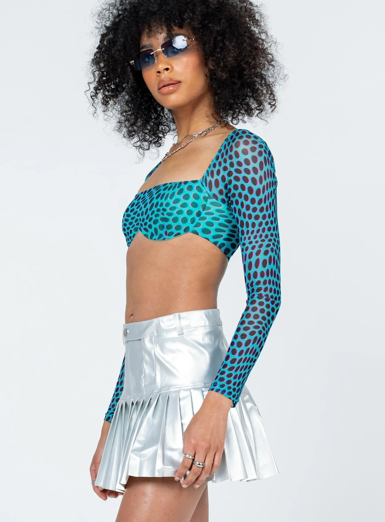 Princess Polly Cyan Pu Mini Skirt Grey Clearance