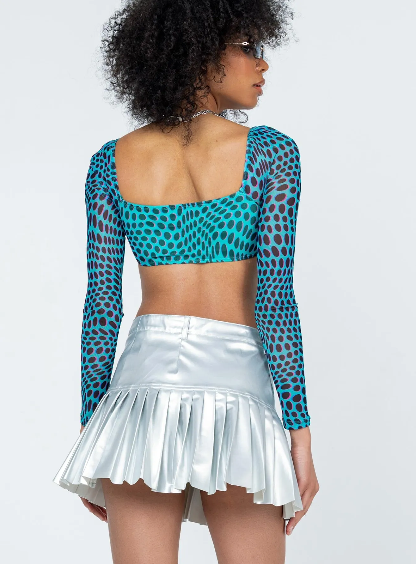 Princess Polly Cyan Pu Mini Skirt Grey Clearance