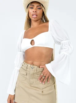 Princess Polly Cyprus Long Sleeve Top  White Flash Sale