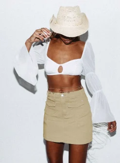 Princess Polly Cyprus Long Sleeve Top  White Flash Sale