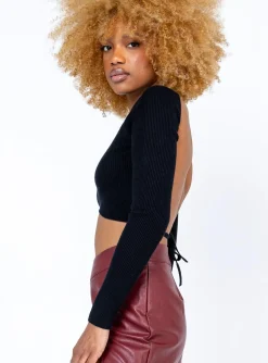 Princess Polly Cyrus Long Sleeve Top  Black Cheap