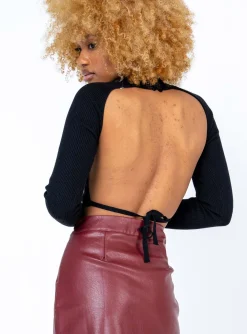 Princess Polly Cyrus Long Sleeve Top  Black Cheap