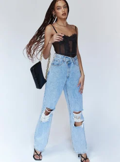 Princess Polly Dabney Bodysuit  Black Fashion