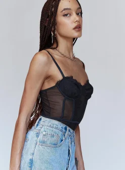 Princess Polly Dabney Bodysuit  Black Fashion