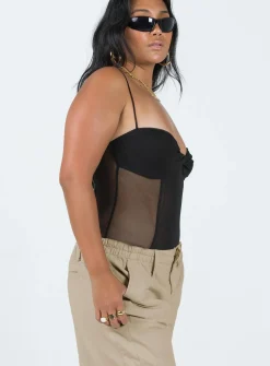 Princess Polly Dagallo Mesh Bodysuit Black Sale