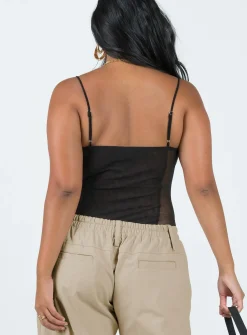 Princess Polly Dagallo Mesh Bodysuit Black Sale