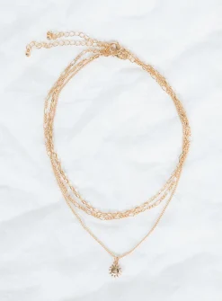 Princess Polly Dainty Sun Necklace Set   Gold Store