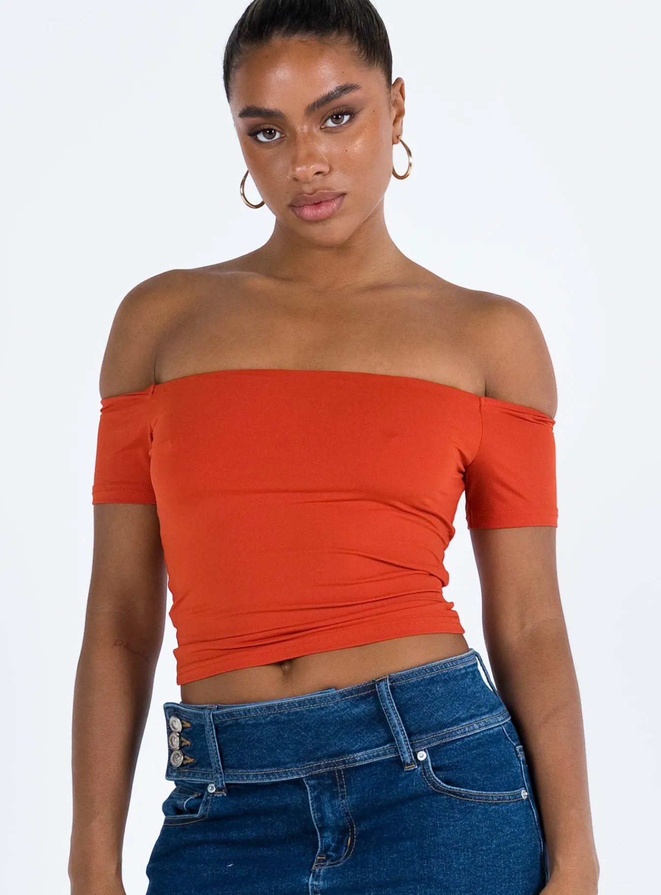 Princess Polly Dalya Off The Shoulder Top Red Hot