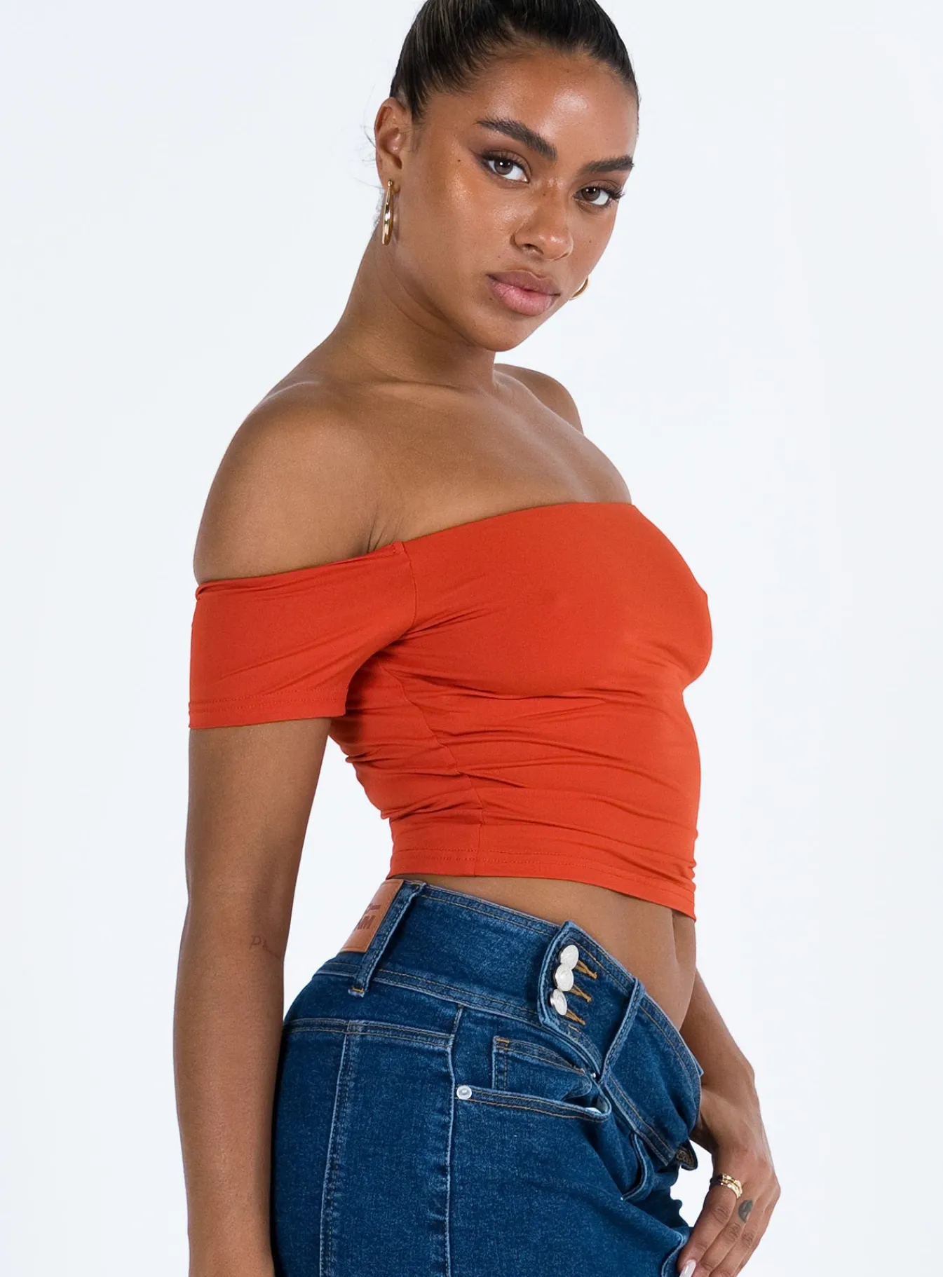 Princess Polly Dalya Off The Shoulder Top Red Hot