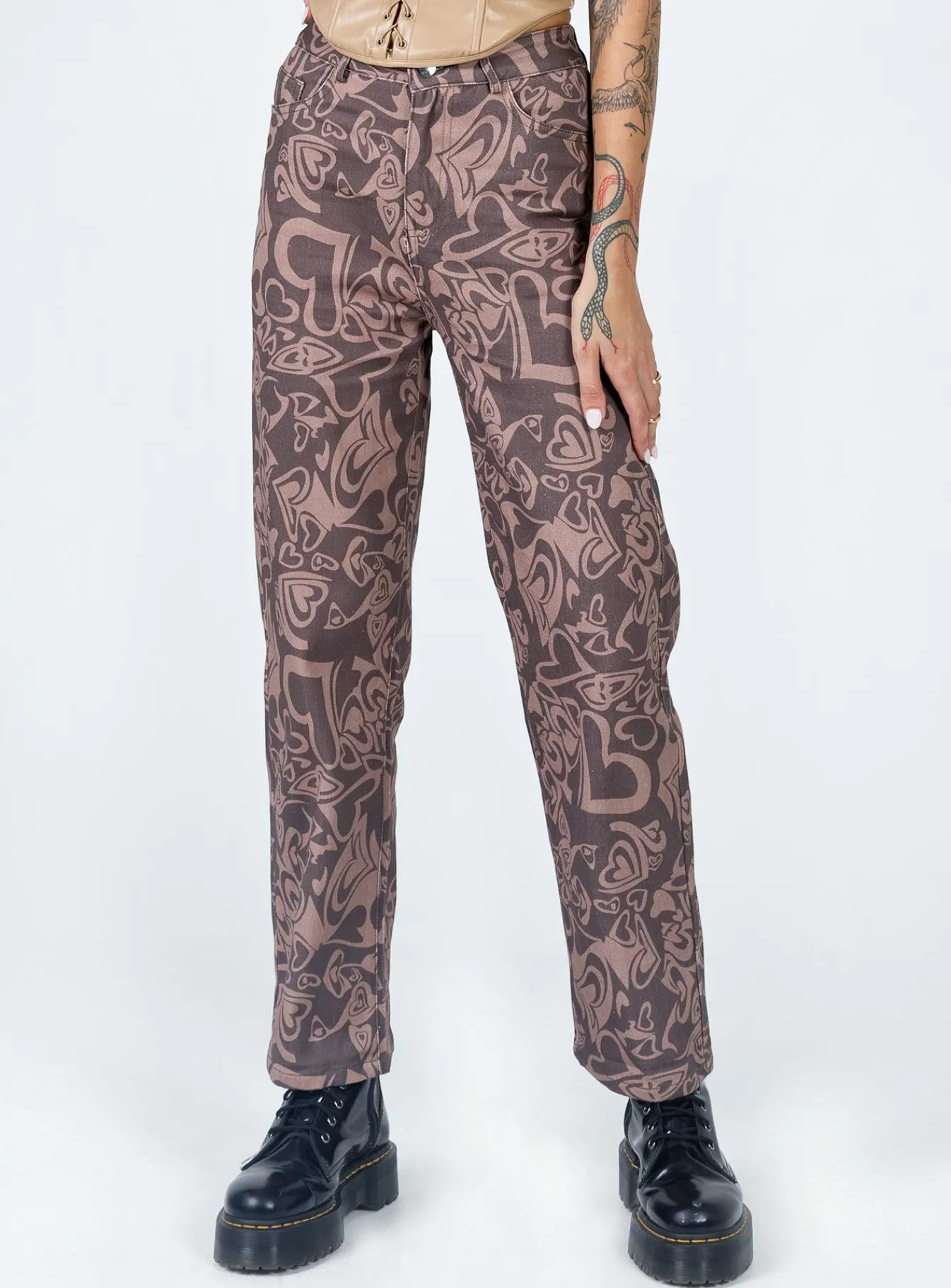 Princess Polly Dameela Straight Leg Jeans Brown Best