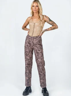 Princess Polly Dameela Straight Leg Jeans Brown Best