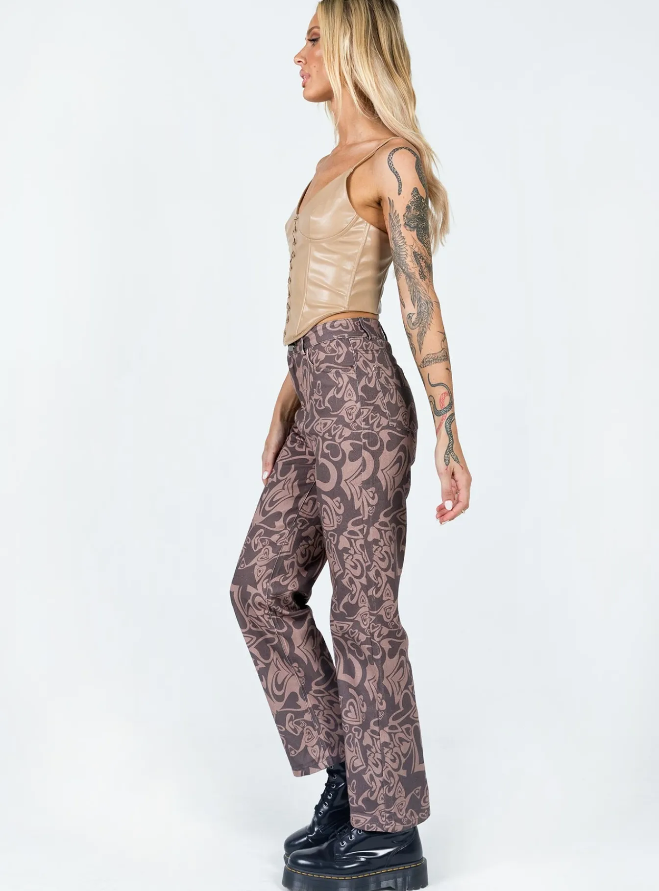 Princess Polly Dameela Straight Leg Jeans Brown Best