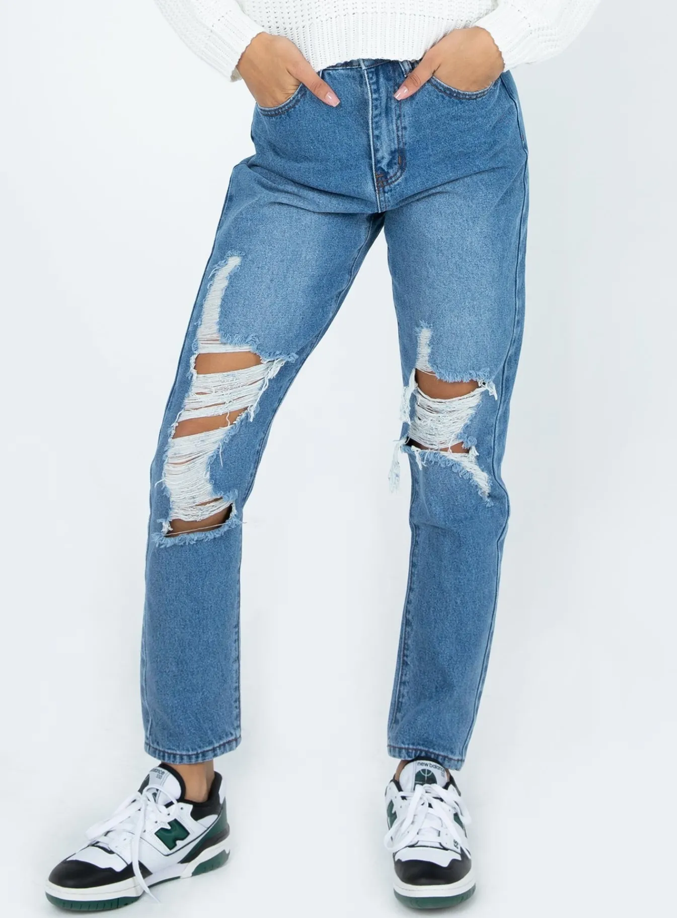 Princess Polly Damion Ripped Momjeans Denim Best