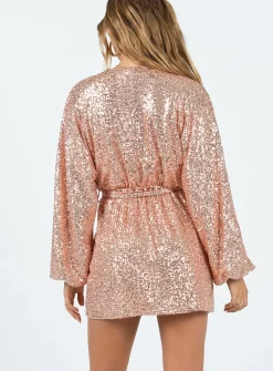 Princess Polly Dancing Queen Mini Dress Champagne New