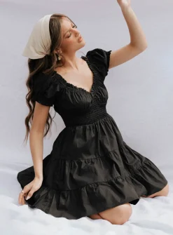 Princess Polly Daniela Mini Dress  Black New