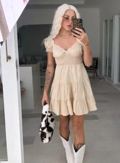 Princess Polly Daniela Mini Dress  Beige Flash Sale