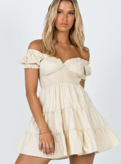 Princess Polly Daniela Mini Dress  Beige Flash Sale