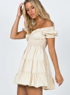 Princess Polly Daniela Mini Dress  Beige Flash Sale
