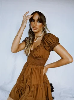 Princess Polly Daniela Mini Dress  Chocolate Brown Hot