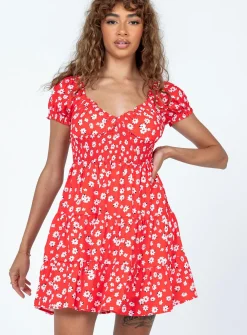 Princess Polly Daniela Mini Dress Floral  Red Fashion