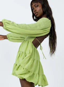 Princess Polly Danny Long Sleeve Mini Dress Green Cheap
