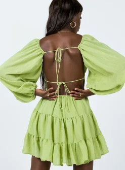 Princess Polly Danny Long Sleeve Mini Dress Green Cheap