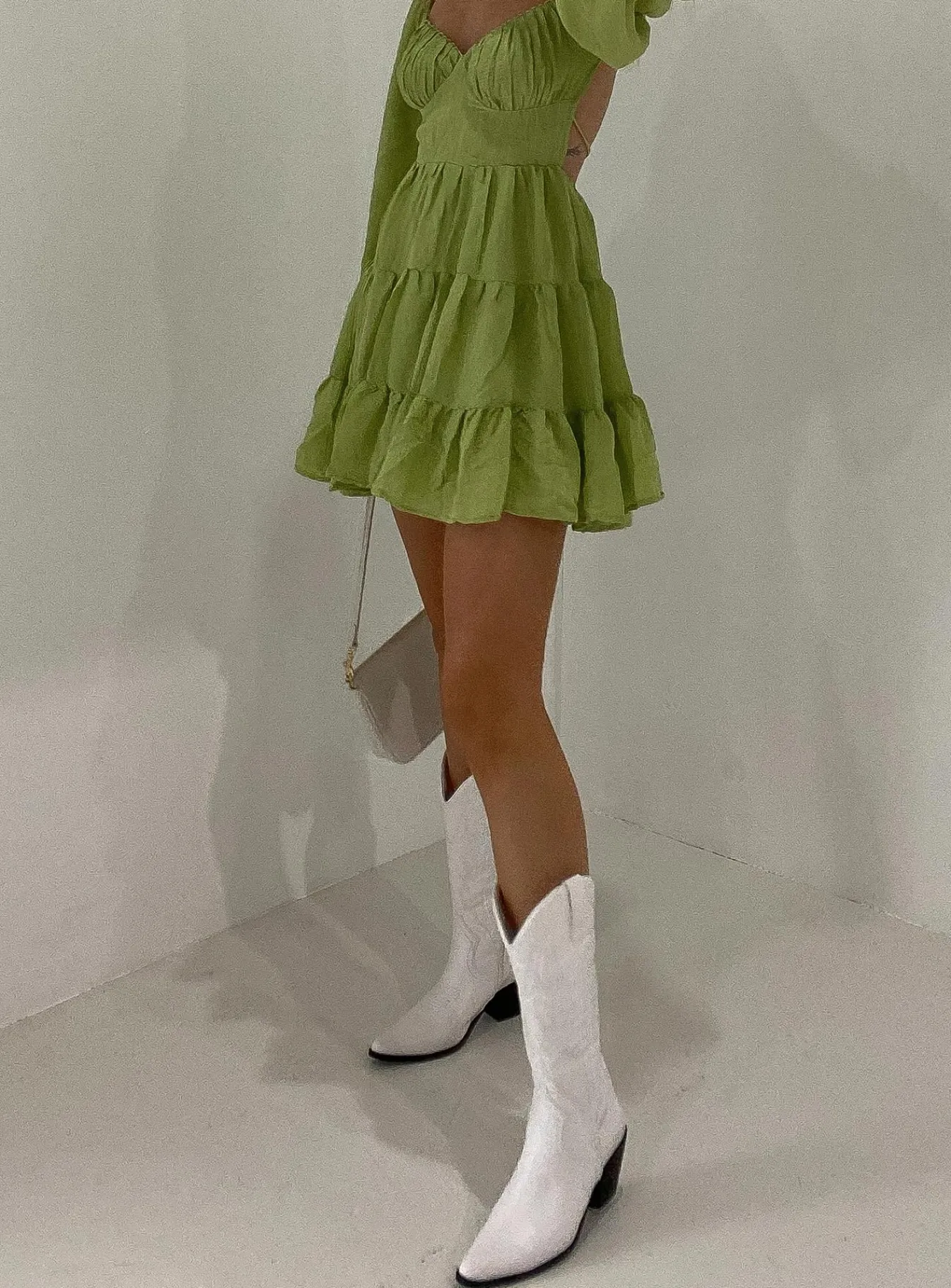 Princess Polly Danny Long Sleeve Mini Dress Green Cheap