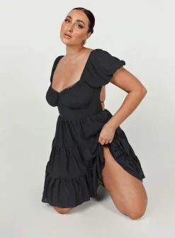 Princess Polly Danny Mini Dress  Black Clearance